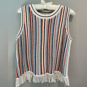 LOU & GREY for LOFT striped fringe sweater tank. Size S. EUC